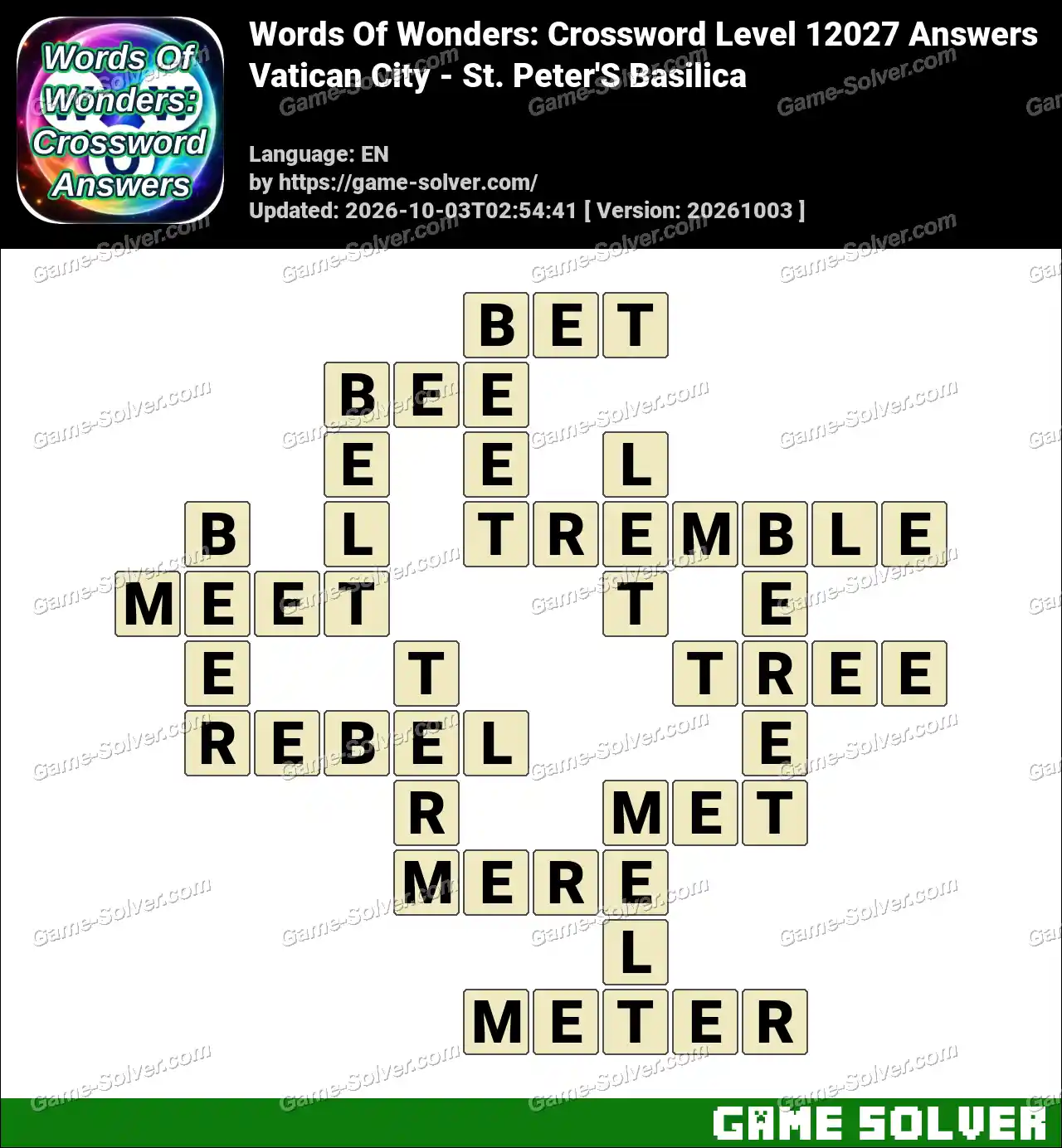 Words Of Wonders: Crossword Level 12027 Answers – Vatican City – St. Peter’S Basilica